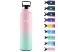 Motswedi Botella agua Termica, 1000ml Doble Aislamiento, Botella Termica 1 litro, Mantener 12H Caliente/24 Frío, Cantimplora, a Prueba de Fugas, Thermoflask, para Viaje, Exterior, Rosa & Verde