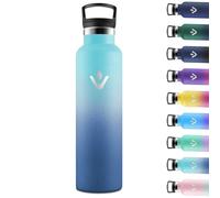 Motswedi Botella agua Termica, 1000ml Doble Aislamiento, Botella Termica 1 litro, Mantener 12H Caliente/24 Frío, Cantimplora, Thermoflask, para Viaje, Exterior, Azul Cielo & Azul Oscuro