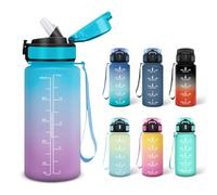 Motswedi Botella de Agua, 0.5L Libre de BPA, Botellas de Agua para Niños, Adecuado para Carbonatados, Botella, A Prueba de Fugas, Botellas Gimnasio, Cantimplora para Escuela, Gimnasio - Azul&morado