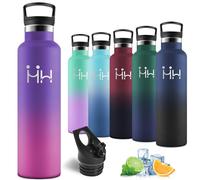 Motswedi Botella Termica 1 Litro, a Prueba de Fugas, Botella agua Acero Inoxidable, para Bebidas Calientes y Frías, Cantimplora Termica 1l, para Deportes, Gimnasio, Camping, Morado oscuro&Rojo rosado