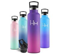 Motswedi Botella Termica 1 Litro, Botella agua Acero Inoxidable, a Prueba de Fugas, Cantimplora Termica, para Bebida Caliente y Fría, Termo agua, para Gimnasio, Viajes, Rosa claro & Verde claro-A