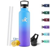 Motswedi Botella Termica 1 Litro, Doble Aislamiento al Vacío, Botella agua Acero Inoxidable, para Bebidas Calientes y Frías, Cantimplora Termica, para Bicicleta, Gimnasio, Camping, Azul cielo&Morado