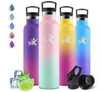 Motswedi Botella Termica 1 litro, Frio/Calor, Botella Termica, a Prueba Fugas, Cantimplora, sin BPA, Botella Agua Gimnasio, Botella de Agua para Deporte, Oficina, Gimnasio, Rosa Claro & Verde Claro