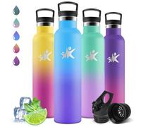 Motswedi Botella Termica 1 litro, Frio/Calor, Botella Termica, a Prueba Fugas, Cantimplora, sin BPA, Botella Agua Gimnasio, Botella de Agua para Deporte, Oficina, Yoga, Gimnasio, Azul Cielo & Morado