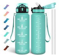 Motswedi Botella Termica, 1000ml, Botella Agua Acero Inoxidable, con 6 Pajita, Termo, sin BPA, Cantimplora Termica - Azul Hielo & Lila