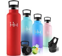 Motswedi Botella Termica 1000ml, con 6 Pajita, Botella Agua Acero Inoxidable, Acero Inoxidable, Cantimplora, Thermoflask para Bebidas Calientes y Frías, para Oficina, Gimnasio, Rojo