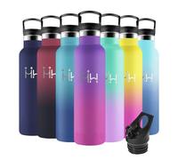Motswedi Botella Termica, 1L sin BPA, Botella Agua Acero Inoxidable, Frio/Calor, Botella Agua con Pajita, a Prueba Fugas, Botella Agua Termica para Deporte, Oficina, Yoga, Morado Oscuro & Rojo Rosa