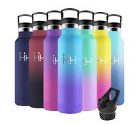 Motswedi Botella Termica, 1L sin BPA, Botella Agua Acero Inoxidable, Frio/Calor, Botella Agua con Pajita, a Prueba Fugas, Botella Agua Termica para Deporte, Oficina, Yoga, Ciclismo, Azul Ciel & Morado