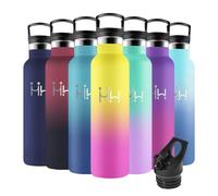 Motswedi Botella Termica, 1L sin BPA, Botella Agua Acero Inoxidable, Frio/Calor, Botellas Agua con Pajita, a Prueba Fugas, Botellas Termica para Deporte, Oficina, Yoga, Ciclismo, Amarillo & Rosa