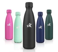 Motswedi Botella Termica, 500ml sin BPA, Botella Agua Acero Inoxidable, a Prueba de Fugas de Doble Pared, Botella Agua Niños, Mantiene Calor&Frío, Botella para Niños, Deporte, Gimnasio, Negro