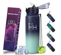Motswedi Botella Térmica 750 ml, con Pajita, Botella agua Acero Inoxidable, para Bebidas Calientes y Frías, Cantimplora, Termo Agua Fria, para Bicicleta, Camping, Gimnasio, Azul oscuro & azul marino