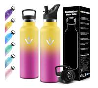 Motswedi Botella Termica 750ml, Doble Aislamiento, Botella agua Termica, Mantener 12H Caliente/24 Frío, Cantimplora Infantil, a Prueba de Fugas, Termo agua, para Oficina, Hogar, Amarillo & Rosa