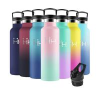 Motswedi Botella Termica, 750ml sin BPA, Botella Agua Acero Inoxidable, Frio/Calor, Botella Agua con Pajita, a Prueba Fugas, Botella Agua Termica para Deporte, Oficina, Yoga, Rosa Claro & Verde Claro