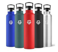 Motswedi Botella Termica Agua Acero Inoxidable, 1000ml Libre de BPA, 2 Tapas Incluidas (Con Pajita), 304 Acero Inoxidable, Botellas para Oficina, Gimnasio, Salidas diarias - Rojo