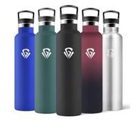 Motswedi Botella Termica Agua Acero Inoxidable, 1L Libre de BPA, 2 Tapas Incluidas (Con Pajita), 304 Acero Inoxidable, Botellas para Oficina, Gimnasio, Salidas diarias - Negro