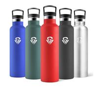 Motswedi Botella Termica Agua Acero Inoxidable, 750ml Libre de BPA, 2 Tapas Incluidas (Con Pajita), 304 Acero Inoxidable, Botellas para Oficina, Gimnasio, Salidas diarias - Rojo