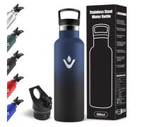 Motswedi Botella Termica Niños, 500ml Doble Aislamiento, Botella Agua Termica, Termo Sin BPA, Cantimplora Infantil, Reutilizable, Cantimplora para Deporte, Viaje, Escuela, Exterior, Azul Oscuro-Negro