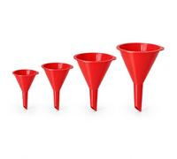 Motswedi Embudo, Sin BPA, Embudo Cocina, Juego de 4 Piezas, Fácil de Limpiar, Duradero e Irrompible, Apto para Líquidos, Aceites, Polvos y Gránulos, Perfecto para Cocina y Coche, Rojo