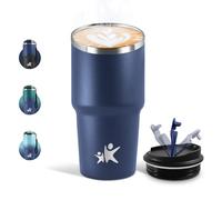 Motswedi Termo Cafe 600 ML, Reutilizables, Vaso Termico Cafe Antigoteo para Coche, Acero Inoxidable 304, Taza Termica Para Llevar, Termo Café Hermético - Azul medianoche