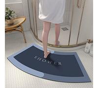 MOTT 50 Alfombrilla de Ducha Curvada para Cabina de Ducha cuadrante, Absorbente, de Secado rápido, Antideslizante, tapete de baño semicircular para duchas Redondas, Azul Oscuro