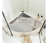 MOTT 50 Alfombrilla de ducha de esquina de lufa, semicircular, antideslizante, alfombra de baño de cuadrante curvado con drenaje, alfombrilla de seguridad para ducha, 54 x 54 cm