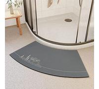 MOTT 50 Alfombrilla de ducha de esquina de secado rápido, antideslizante, curvada, para ducha circular, suave, absorbente, alfombra de sector para baño, alfombrilla cómoda, color azul y gris