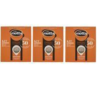 Motta Caffè Cialde ESE 44 mm 50 cápsulas de café italiano tostado y molido en bolsas reciclables con kit con vasos, varillas para mezclar y bolsas de azúcar