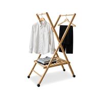 Mottiwood Stira & Perchero, carro perchero plegable y ahorra espacio, 100% madera de haya, ruedas multidireccionales, 62,49 x 122 cm, perchero de hombre, fabricado en Italia