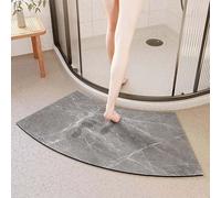 MOTTK Alfombra de baño curvada, antideslizante, de diatomita, para ducha, bañera de suelo, entrada interior, para bañera, dormitorio, cocina, inodoro (gris claro, 40 x 75 cm)