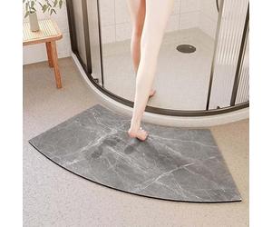 MOTTK Alfombra de baño curvada, antideslizante, de diatomita, para ducha, bañera de suelo, entrada interior, para bañera, dormitorio, cocina, inodoro (gris claro, 45 x 100 cm)