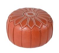 MOTTK Funda otomana de cuero con almacenamiento, funda redonda para puf sin relleno, cojín de asiento para sala de estar, dormitorio, balcón (naranja)