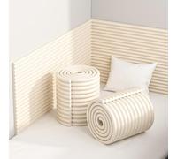 MOTTK Paneles acolchados de pared autoadhesivos 3D anticolisión, paneles de pared acolchados tapizados, para despegar y pegar en la cabecera, protección para dormitorio, guardería (beige, 30 x 200 cm)