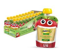 Mott's Puré de manzana sin azúcar añadido, bolsas transparentes de 3.2 onzas, paquete de 18