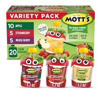 Mott's Puré de manzana sin azúcar añadido, bolsas transparentes de 90 ml, paquete de 20 unidades de fruta real, buena fuente de vitamina C para viajes