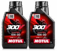 Motul 300V 15W50 Aceite Moto 4T Sintético 2x1 L Factory Line