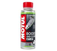 Motul Mejorador del Octanaje y Limpiador del Circuito de Gasolina, Motores 2T y 4T, Rendimiento, Reducción del Consumo, Ideal antes de la Inspección Técnica, Boost and Clean Moto, 200 ml
