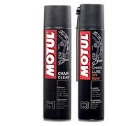 MOTUL Pack + Económico MC Care Spray Lubricante Cadena (C3) y Limpiador de Cadena (C1) Motos de Carretera.