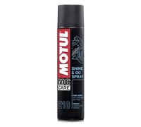MOTUL - Renovador y Abrillantador de Superficies Plásticas para Motos - Spray Limpiador con Base de Silicona - Superficies Interiores y Exteriores - MC Care Shine & Go Spray E10-400 ml