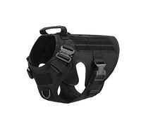 Motusamare Chaleco de entrenamiento para perros de servicio Molle, de nailon, resistente al agua, patrulla militar, ajustable, cómodo, arnés táctico K9 con asa (camuflaje) (L, negro)