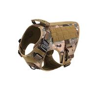 Motusamare Chaleco de entrenamiento para perros Molle de nailon resistente al agua, ajustable, cómodo, K9, arnés táctico para perros con asa (camuflaje) (L, estilo 2 CP)