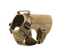 Motusamare Chaleco de servicio para perros de entrenamiento, caza, Molle, nailon, resistente al agua, ajustable, cómodo, K9 táctico para perro con asa (camuflaje) (XL, marrón)