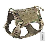 Motusamare Chaleco de servicio para perros de entrenamiento, caza, Molle, nailon, resistente al agua, ajustable, cómodo, K9, arnés táctico para perro con asa (camuflaje) (M, CP)