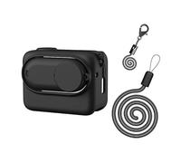 MotuTech - Funda de silicona para Insta360 GO3 (protección de cámara y acción Pod antirayados), incluye tapa de lente + correa de cordón (Negro)