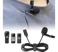 MotuTech - Micrófono Lavalier Clip-on Tipo C para Insta360 X4/X3/One X2/R, OSMO Action 3, DJI Action 2 - Cable de 1,5 M (Compatible con Insta360 One X2/X3/1 Inch)