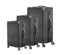 MOTUZP Maleta de equipaje de mano ABS Hard Case 4 ruedas mango telescópico cerradura de combinación, maleta rígida con ruedas, maletín de viaje, A-negro+ABS, 28/24/20in, Carro rígido con ruedas