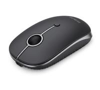 MOU001 Ratón Bluetooth, Conexión USB + Doble Bluetooth para 3 Dispositivos, Ratón Inalámbrico con 3 Niveles de dpi hasta 2400, Botones Silenciosos - Compatible con Windows, Mac, Android, iOS
