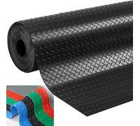 Moubhjd AlfombrilladeGomaporMetros,AlfombrillaparaSuelodeGarajeRolloPatrón,Protectora,Antideslizante,paraSótano,Taller,Garaje（Color:Black,Size:60x1300cm, Thickness:2.5mm）