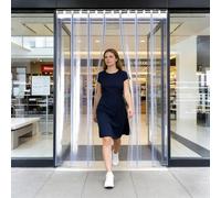 Moubhjd Cortina de Tiras Cortina de Puerta de PVC Transparente para Puerta de Cámara Frigorífica, Almacén, Refrigerador de Supermercado, Garajes Espesor:3mm Size:H:190 x W:45cm