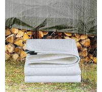 Moubhjd Lona Impermeable Exterior, Toldo Reforzado PVC 400 g/m² Protección contra UV, con Ojales de Acero Inoxidable para Leña, Muebles, Jardín, Piscinia, Vehículos(Color:Blanco,Tamaño:6x8m)