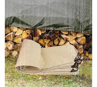 Moubhjd Lona Impermeable Exterior, Toldo Reforzado PVC 400 g/m² Protección contra UV, con Ojales de Acero Inoxidable para Leña, Muebles, Jardín, Piscinia, Vehículos(Color:Beige,Tamaño:2x4m)